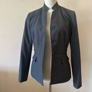 Calvin Klein Gray Tailored Blazer with Stand-Up Collar
